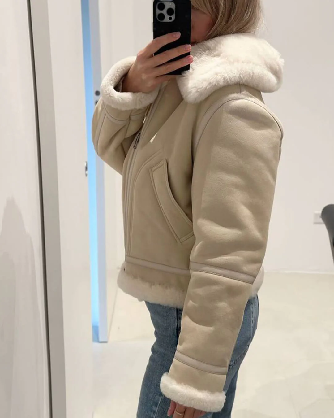 Cindy Suede Faux Fur Jacket - Image 6