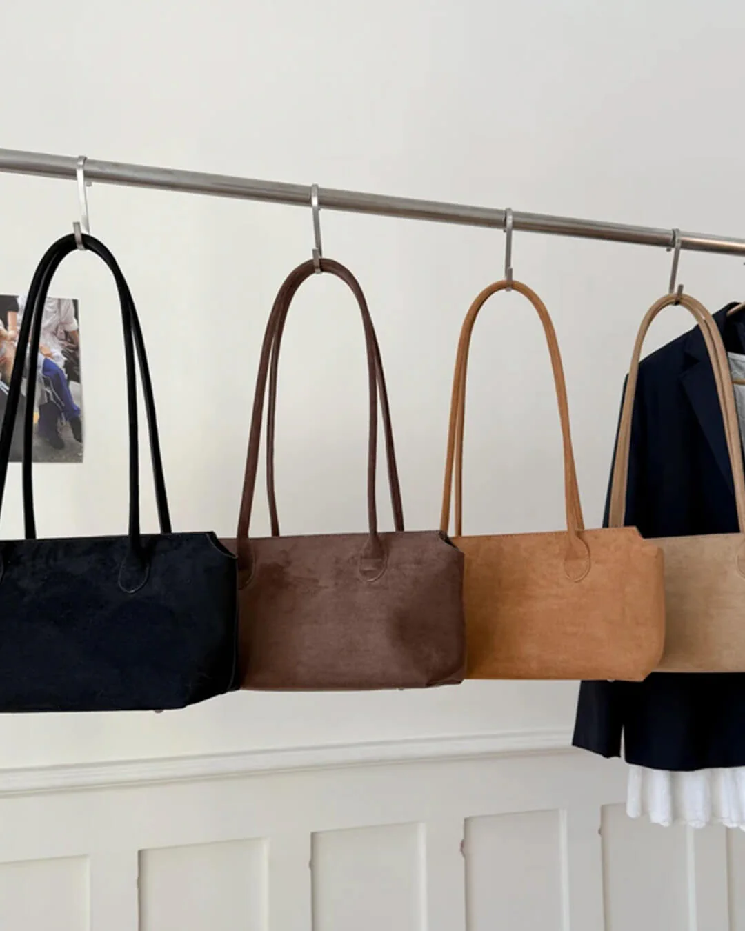 Claudine Faux Suede Shoulder Bag - Image 4