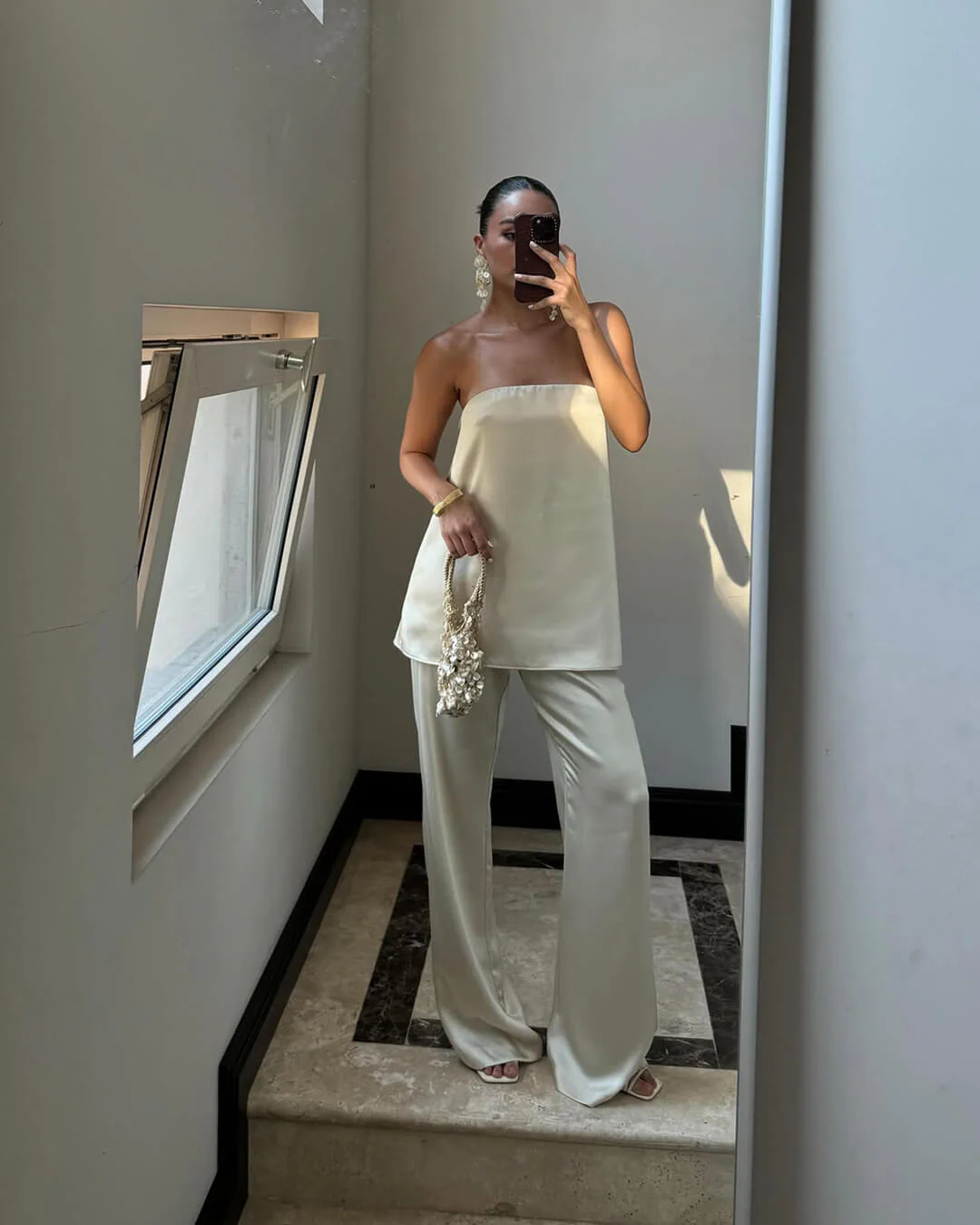 Claudine Satin Bandeau Pants Suit