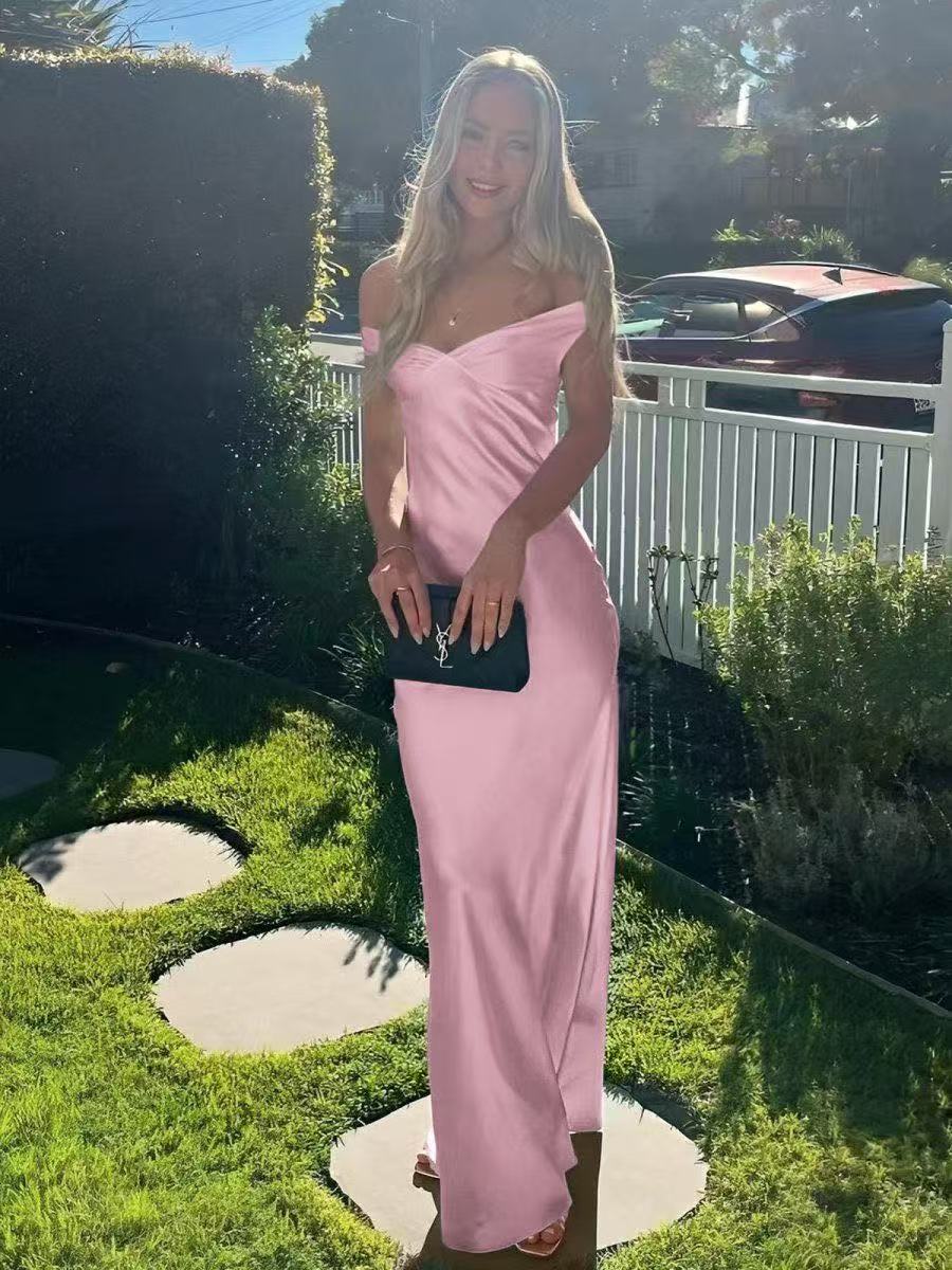 Clea Satin Off the Shoulder Maxi Dress - Image 6