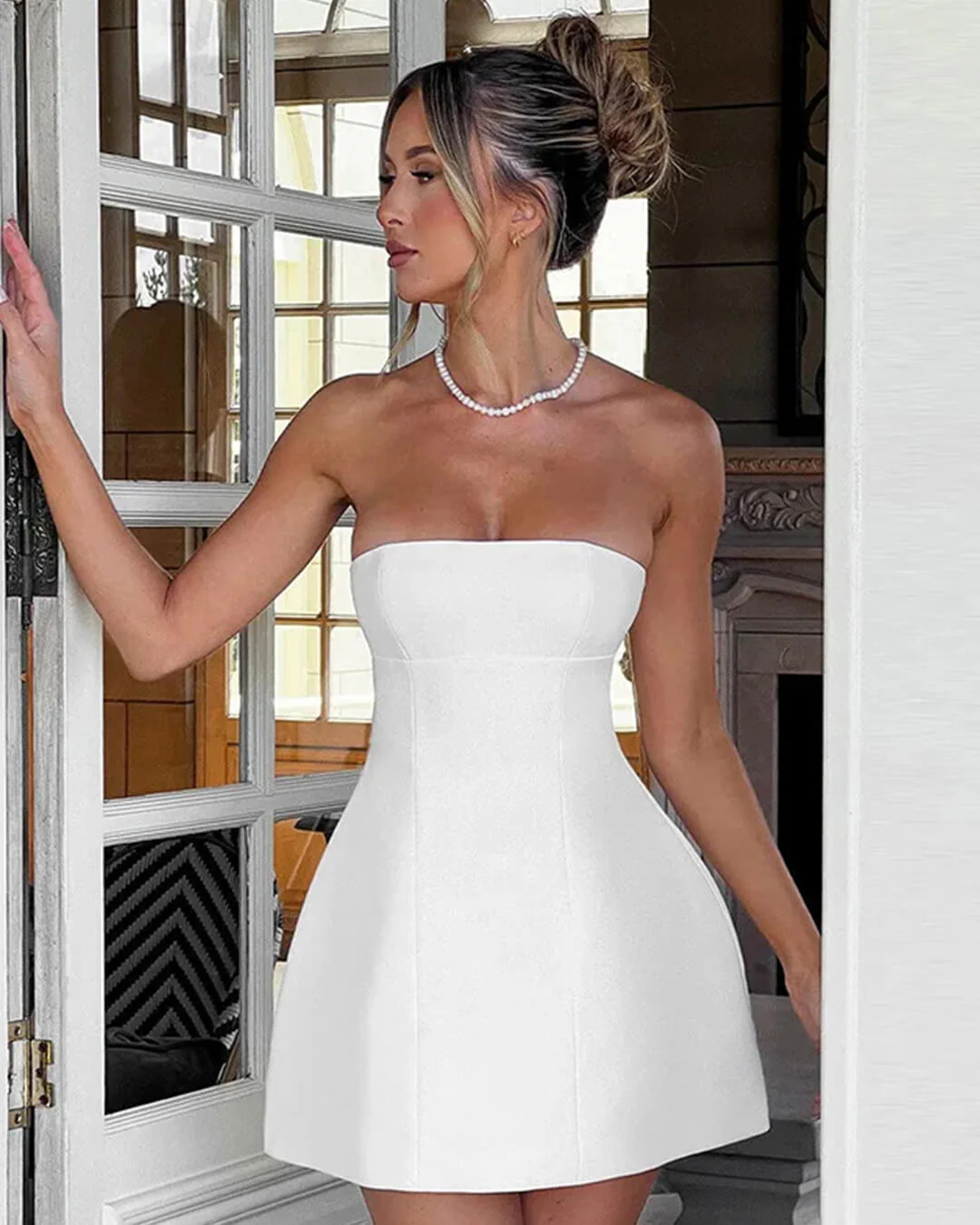 Colby Cinched Waist Strapless Mini Dress