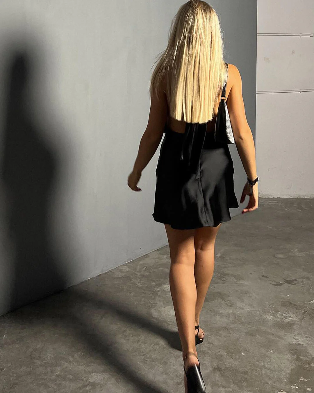 Colleen Satin Halter Draped Mini Dress - Image 5