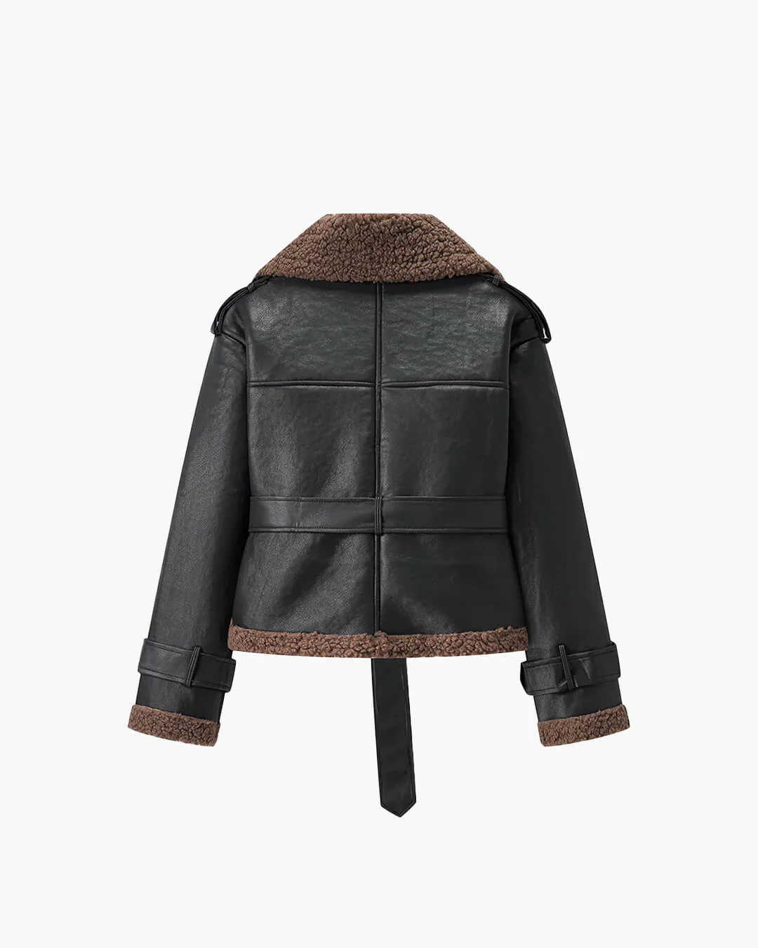 Cora Short Belted Faux Leather Jacket - Image 10