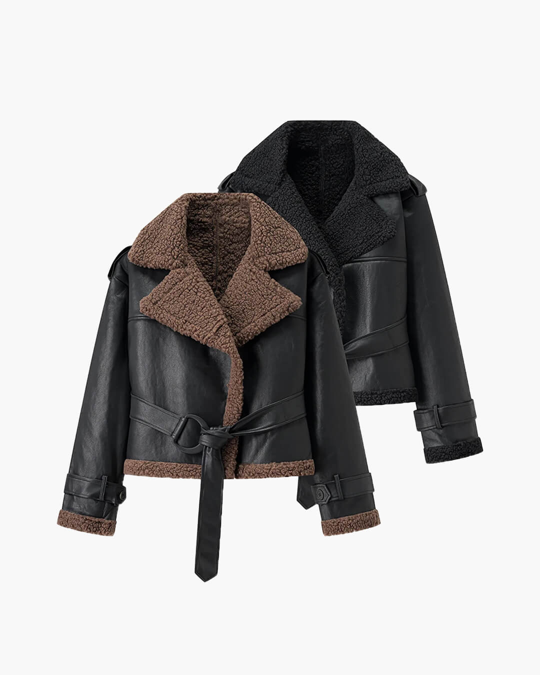 Cora Short Belted Faux Leather Jacket - Image 11