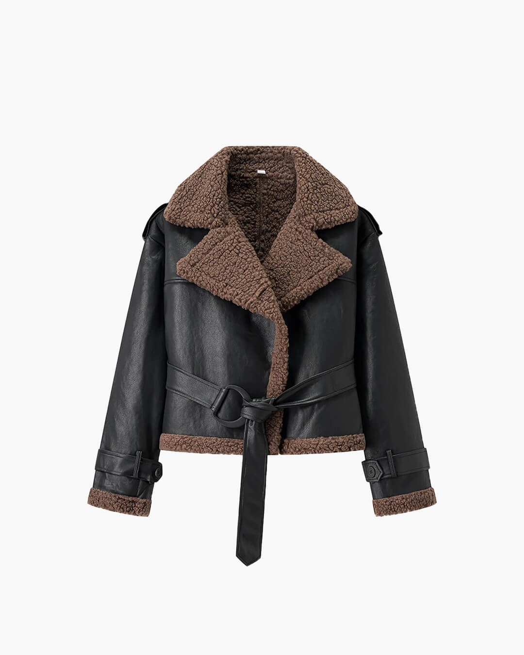 Cora Short Belted Faux Leather Jacket - Image 6