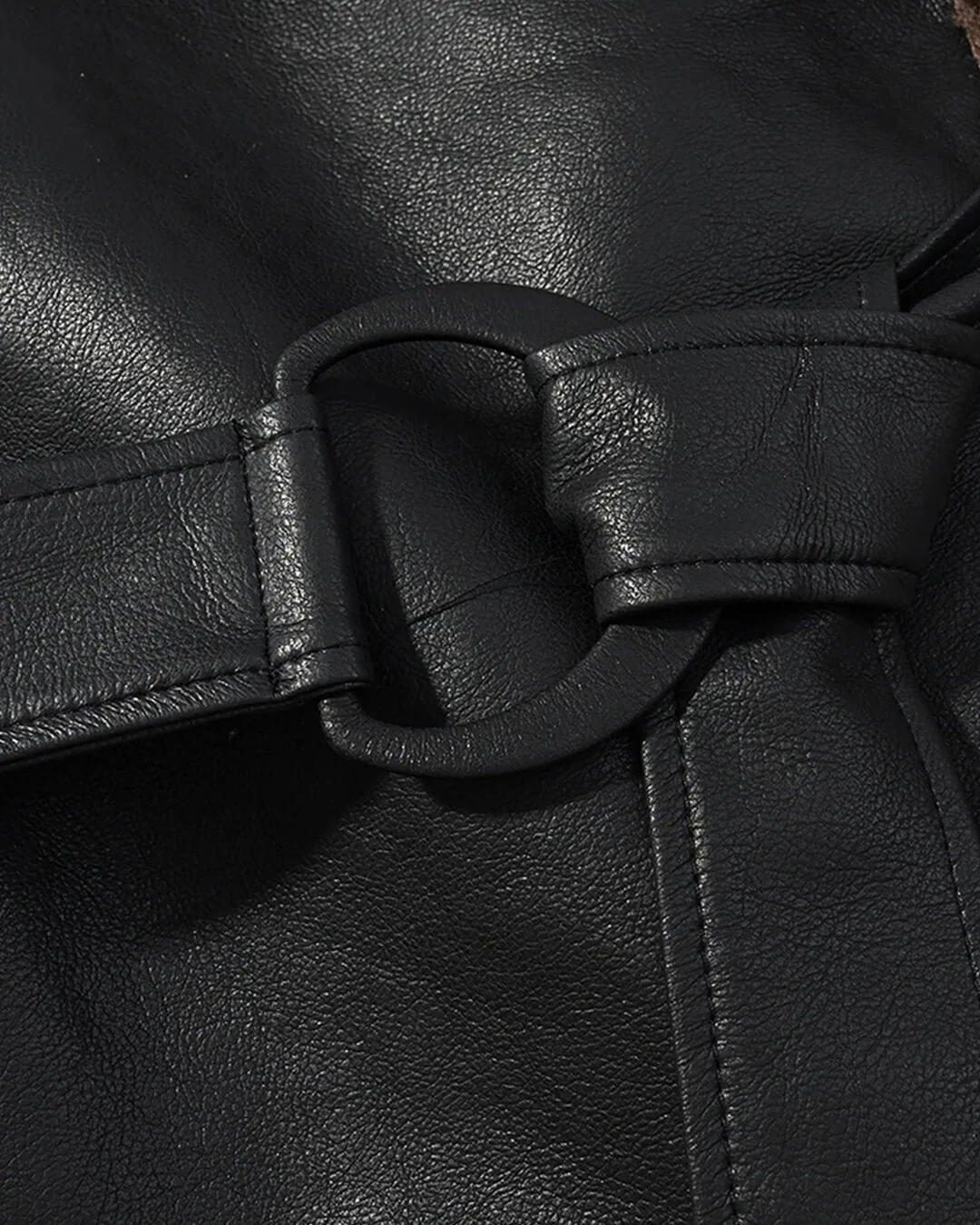 Cora Short Belted Faux Leather Jacket - Image 8