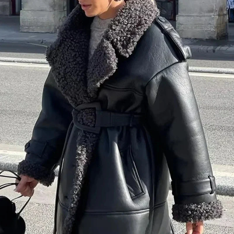 Cora Belted Faux Leather Maxi Coat - Image 2