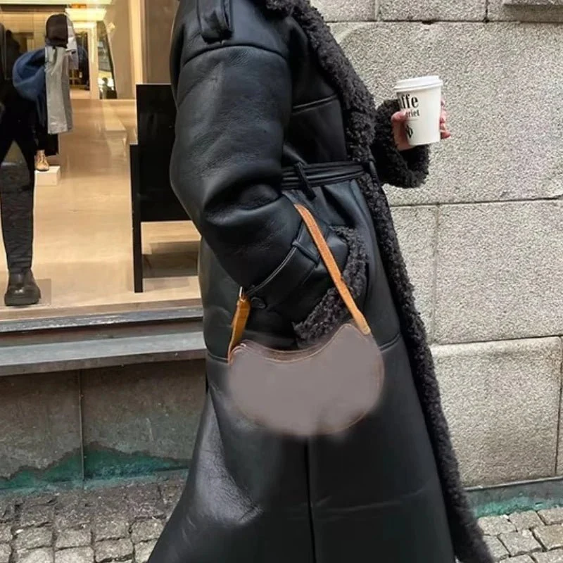 Cora Belted Faux Leather Maxi Coat - Image 4