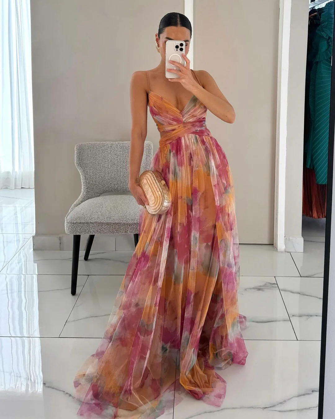 Dahlia Floral Tulle Maxi Dress