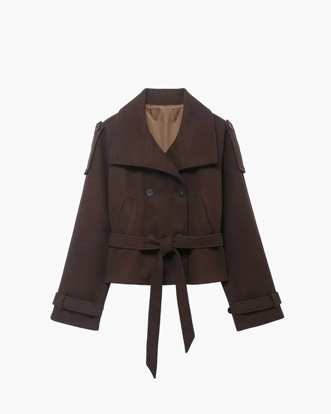 Debbie Stand Collar Short Trench Coat - Image 11