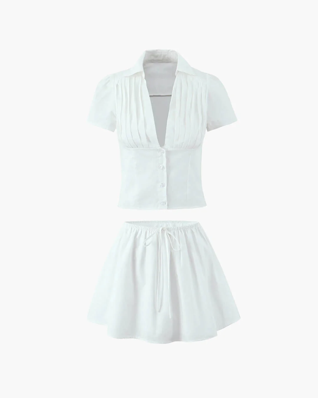 Delia Deep Neck Kawaii Mini Skirt Set - Image 7
