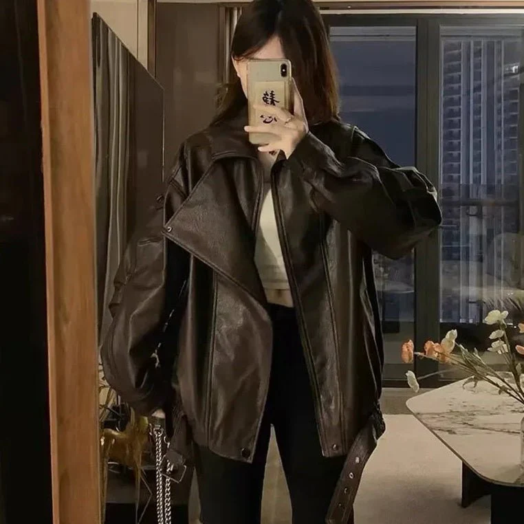 Denise Belted Leather Jacket - Image 5