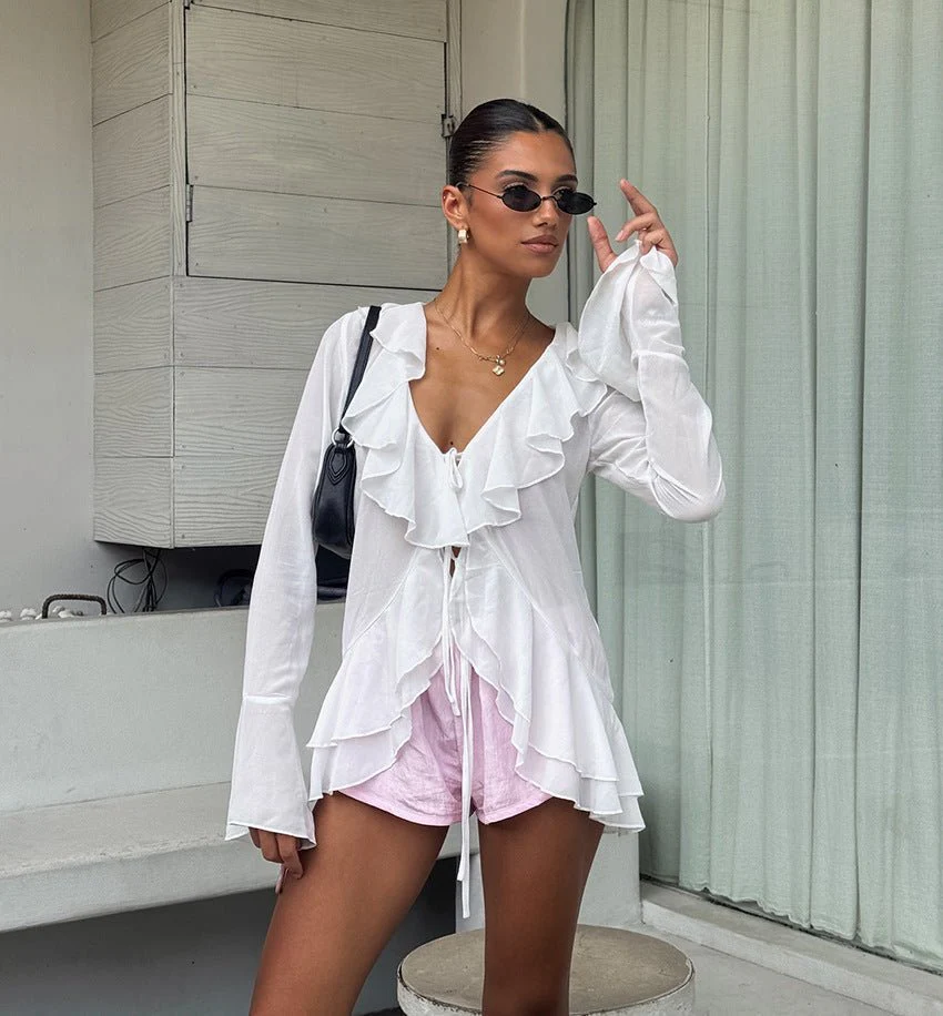 Desiree Deep Neck Ruffled Top - Image 4
