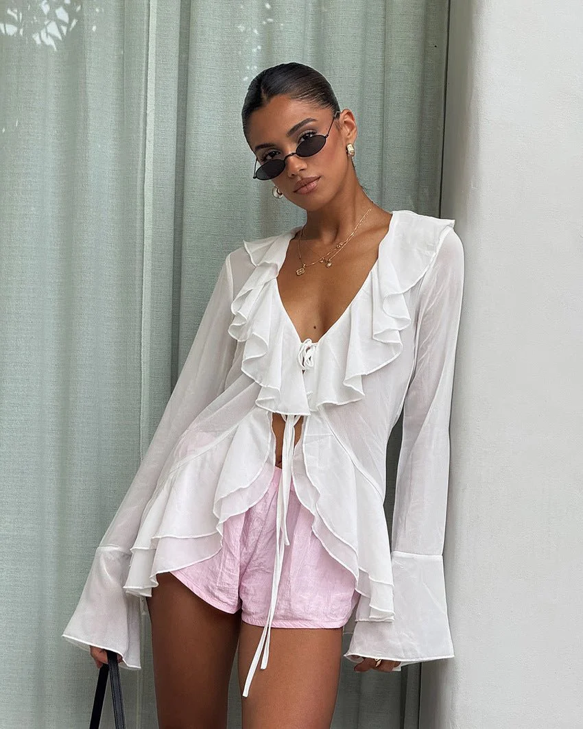 Desiree Deep Neck Ruffled Top - Image 7