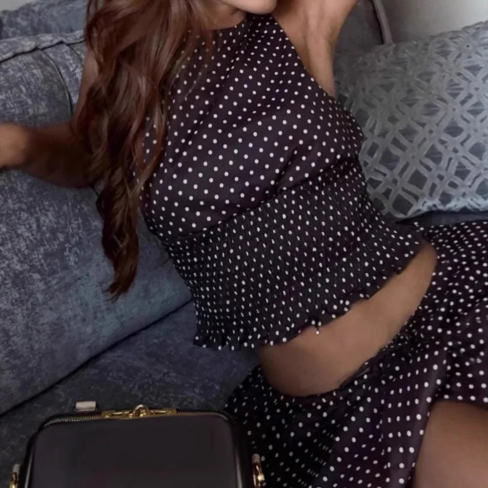 Diandra Polka Dot Halter Top Skirt Set - Image 2