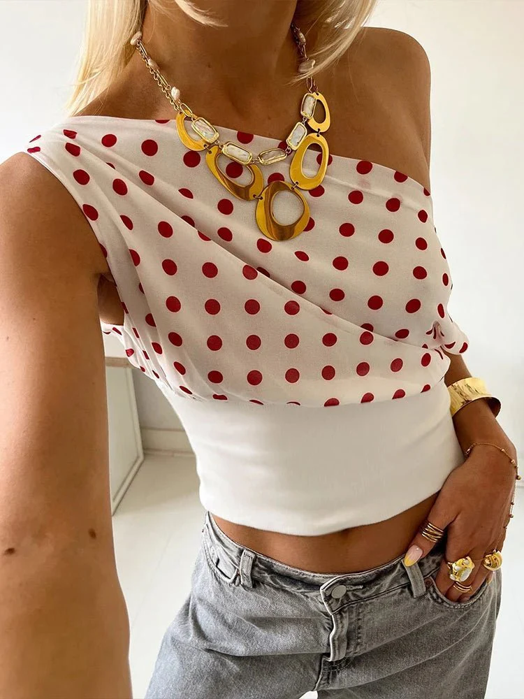Dianne Skew Collar Polka Dot Top - Image 3