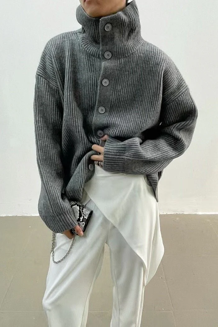 Donna Ribbed Funnel Neck Cardigan - Image 5