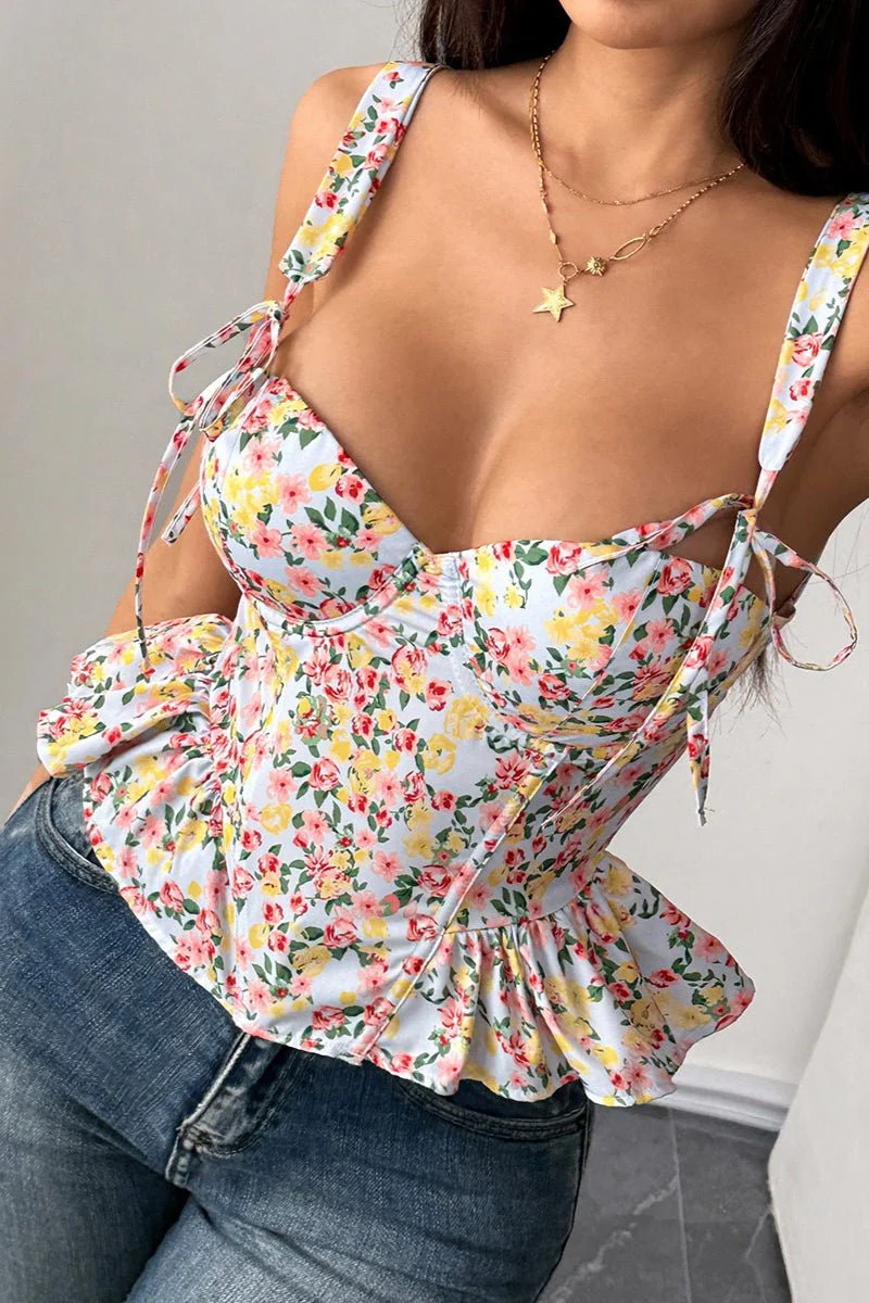 Elara Floral Peplum Tank Top - Image 5