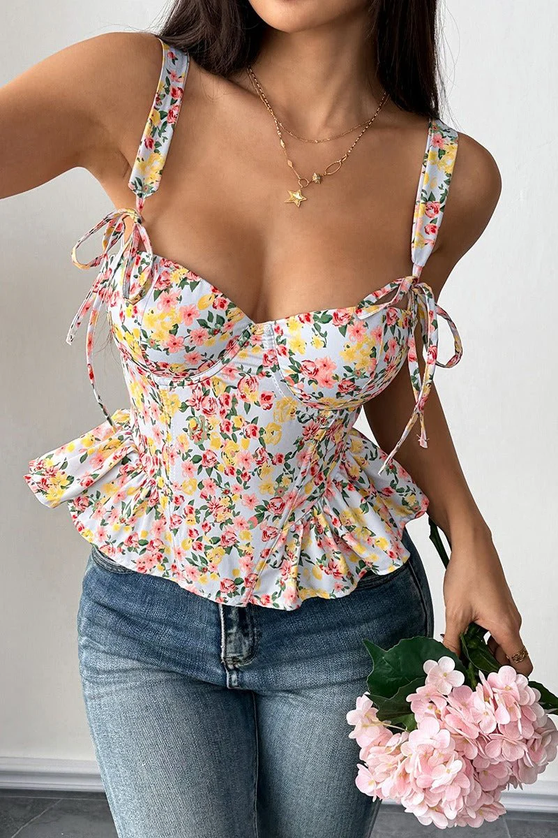 Elara Floral Peplum Tank Top - Image 6