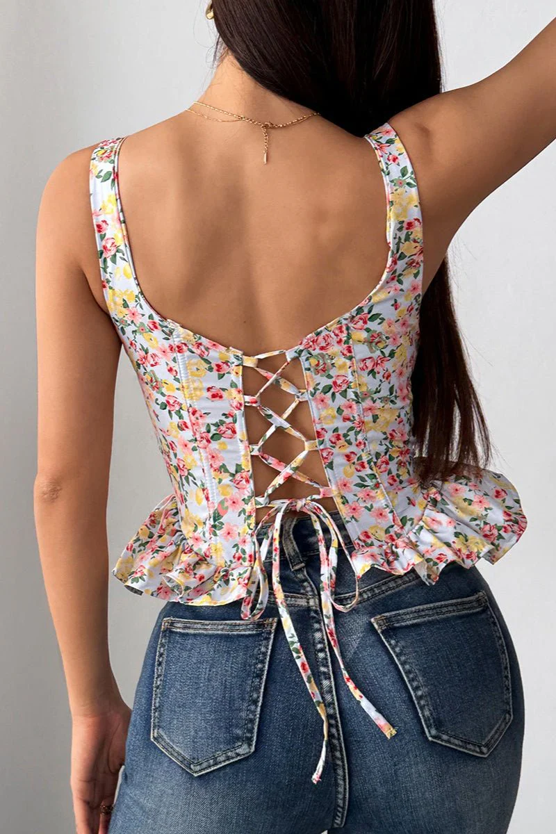 Elara Floral Peplum Tank Top - Image 8