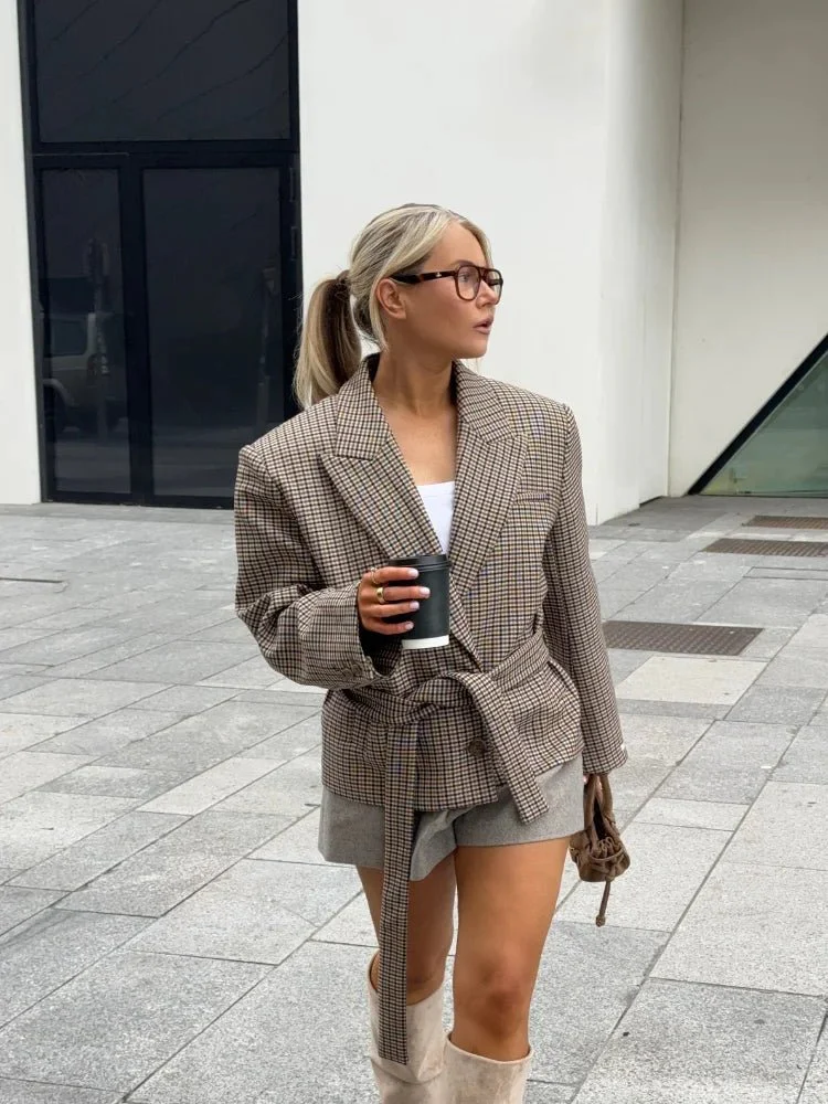 Elena Plaid Blazer Shorts Set - Image 2