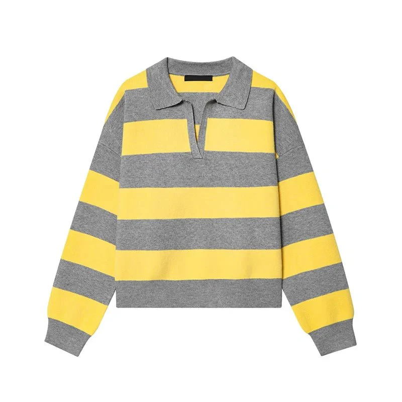 Elena Striped Polo Neck Sweater - Image 2