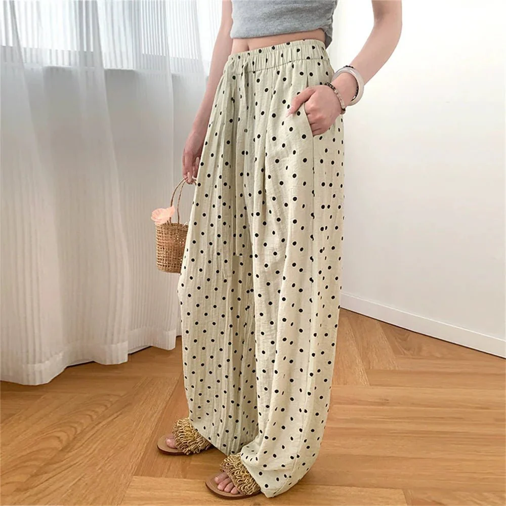Elizabeth Polka Dot Wide Leg Linen Pants - Image 3