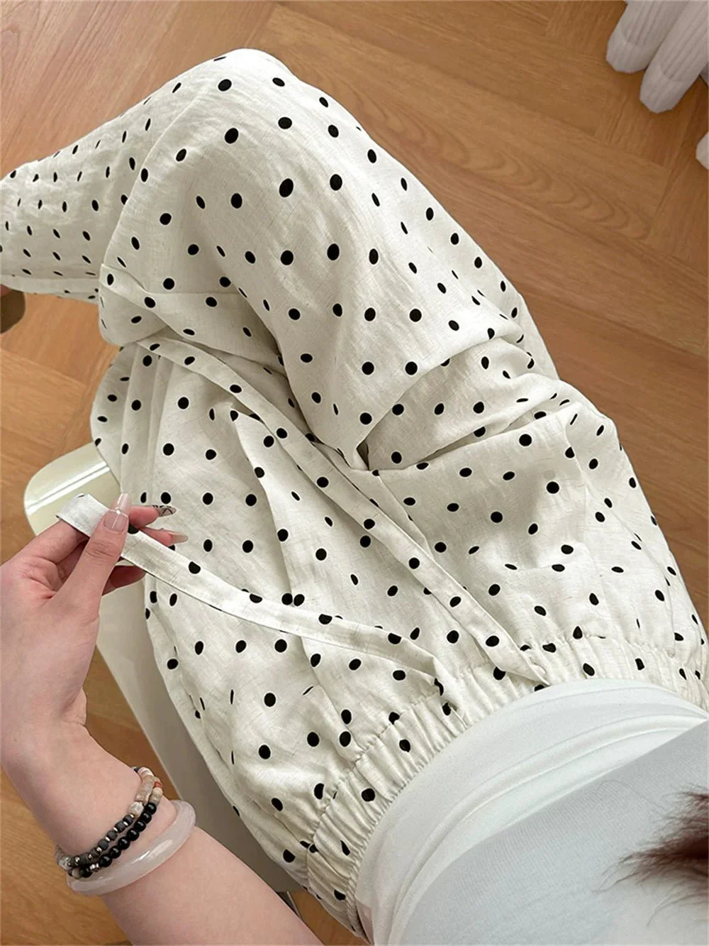 Elizabeth Polka Dot Wide Leg Linen Pants - Image 5