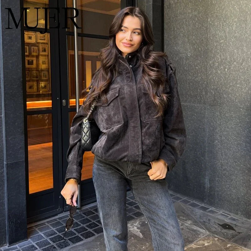 Elyssa Suede Bomber Jacket - Image 4