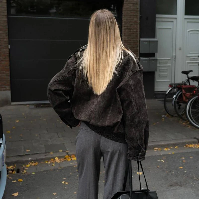 Elyssa Suede Bomber Jacket - Image 5