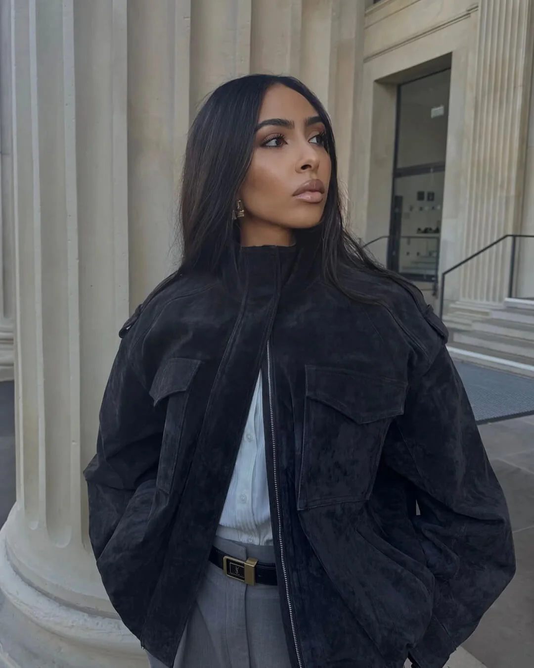 Elyssa Suede Bomber Jacket - Image 8