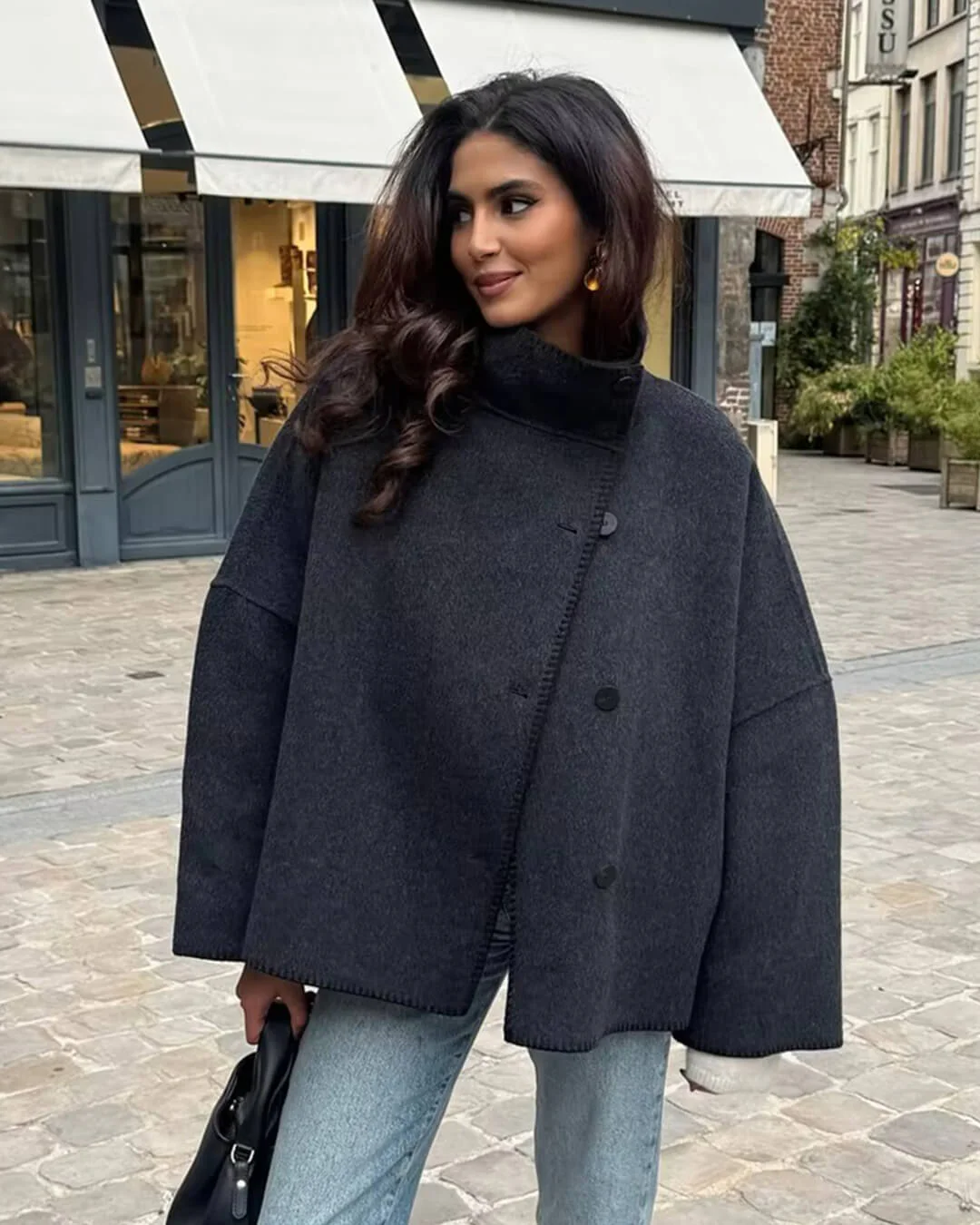 Emily High Neck Button Jacket