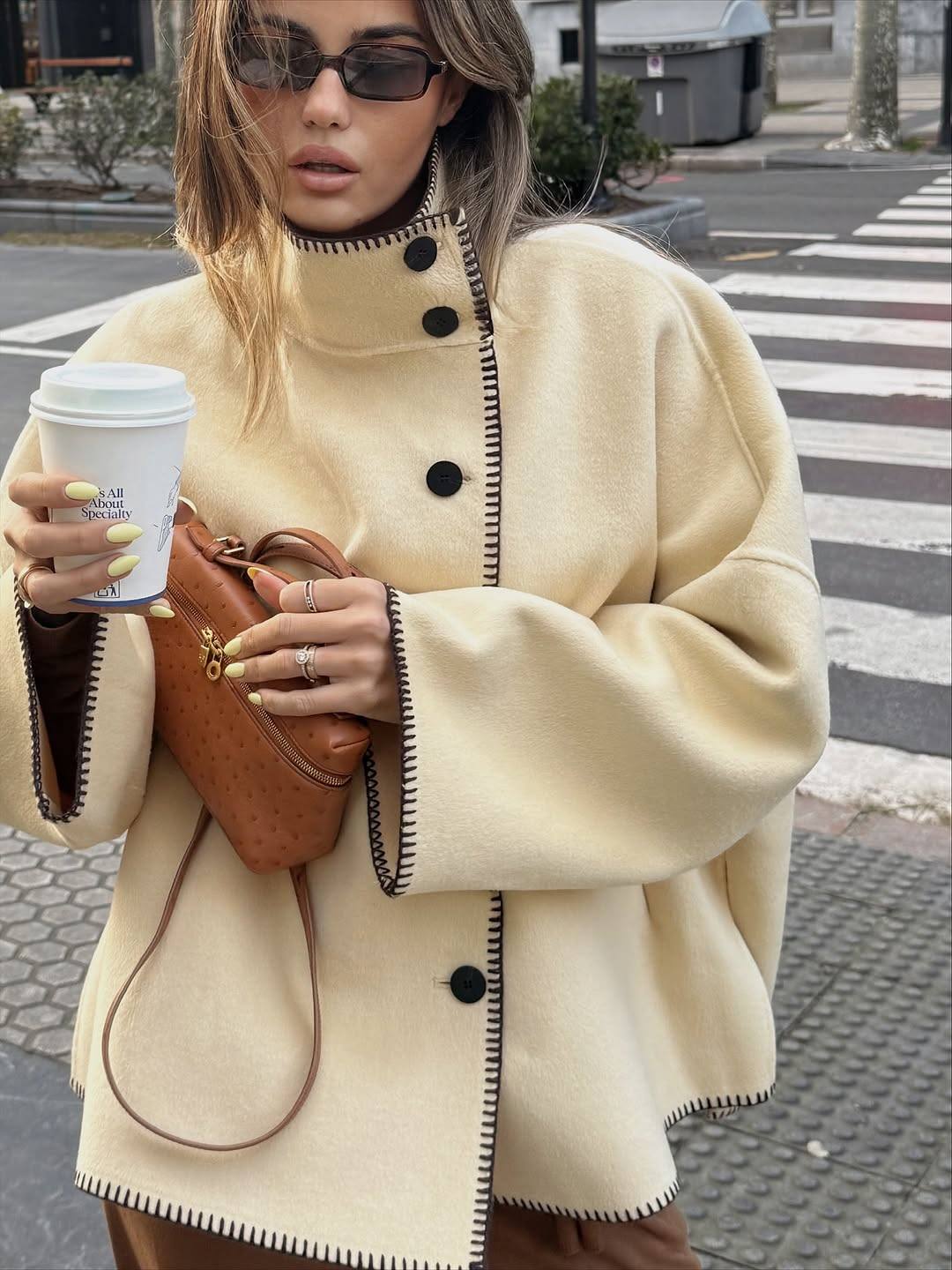 Emily High Neck Button Jacket - Image 4