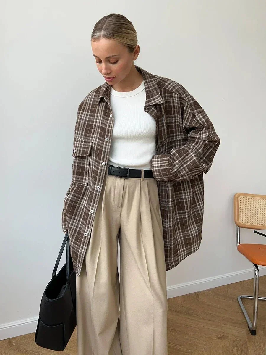 Emma Loose Checked Blouse - Image 2