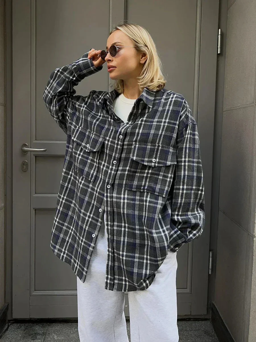 Emma Loose Checked Blouse - Image 3