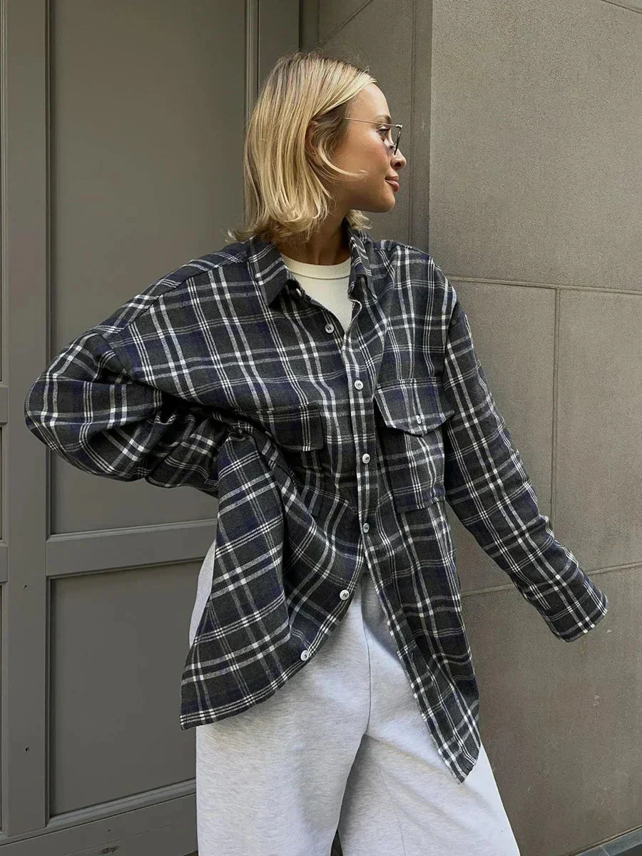 Emma Loose Checked Blouse - Image 4