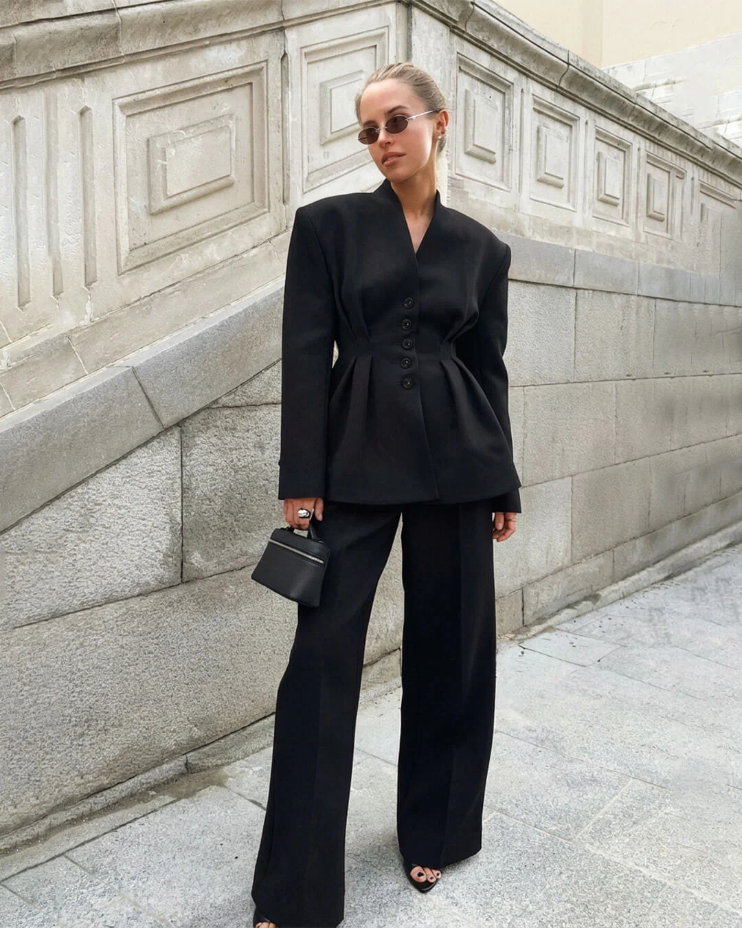 Empress Ruched-Waist V-Neck Blazer - Image 3