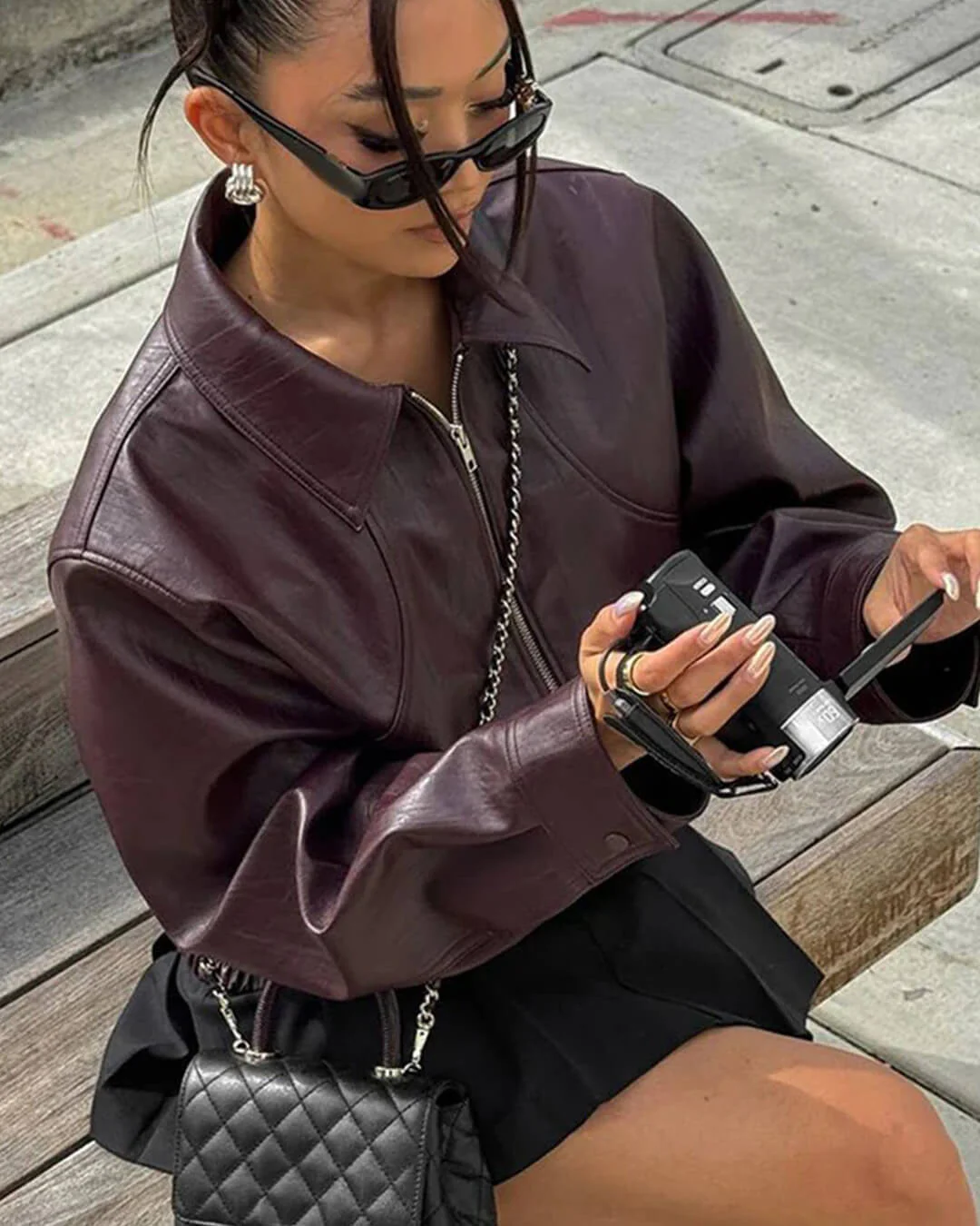 Erika Zip Up Leather Jacket - Image 2