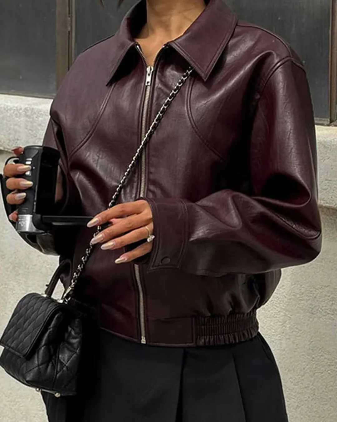 Erika Zip Up Leather Jacket - Image 3