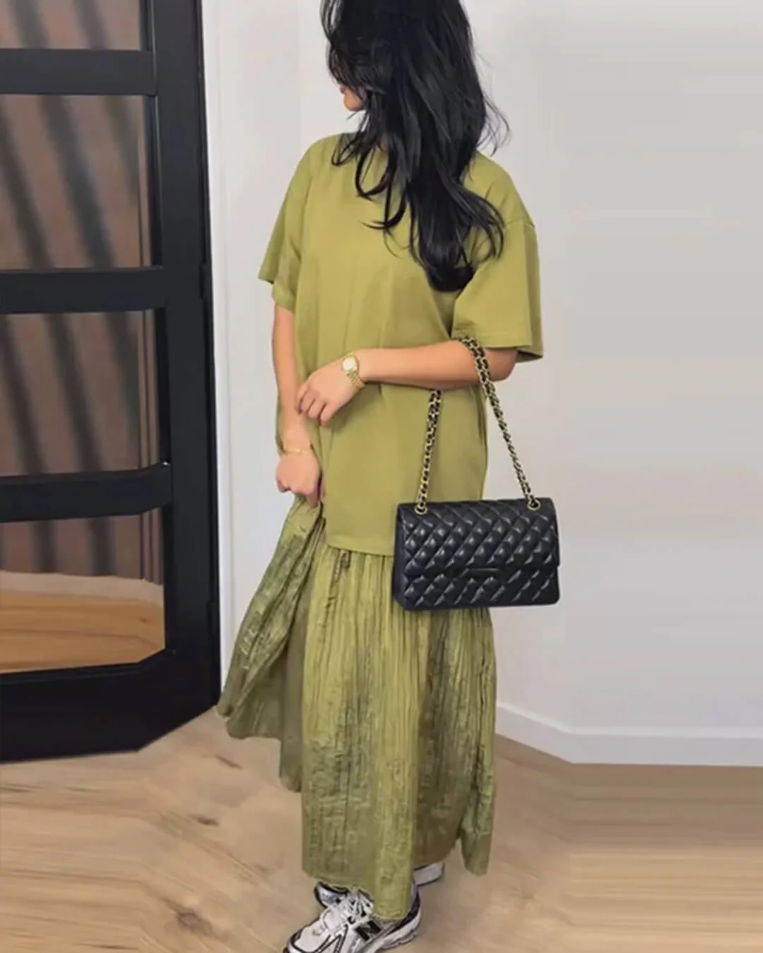 Eris Pleated Patchwork Midi Dress - Image 7