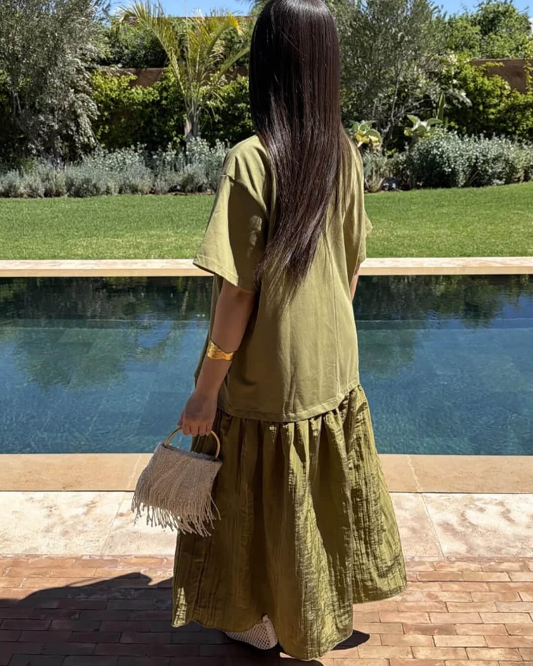 Eris Pleated Patchwork Midi Dress - Image 8