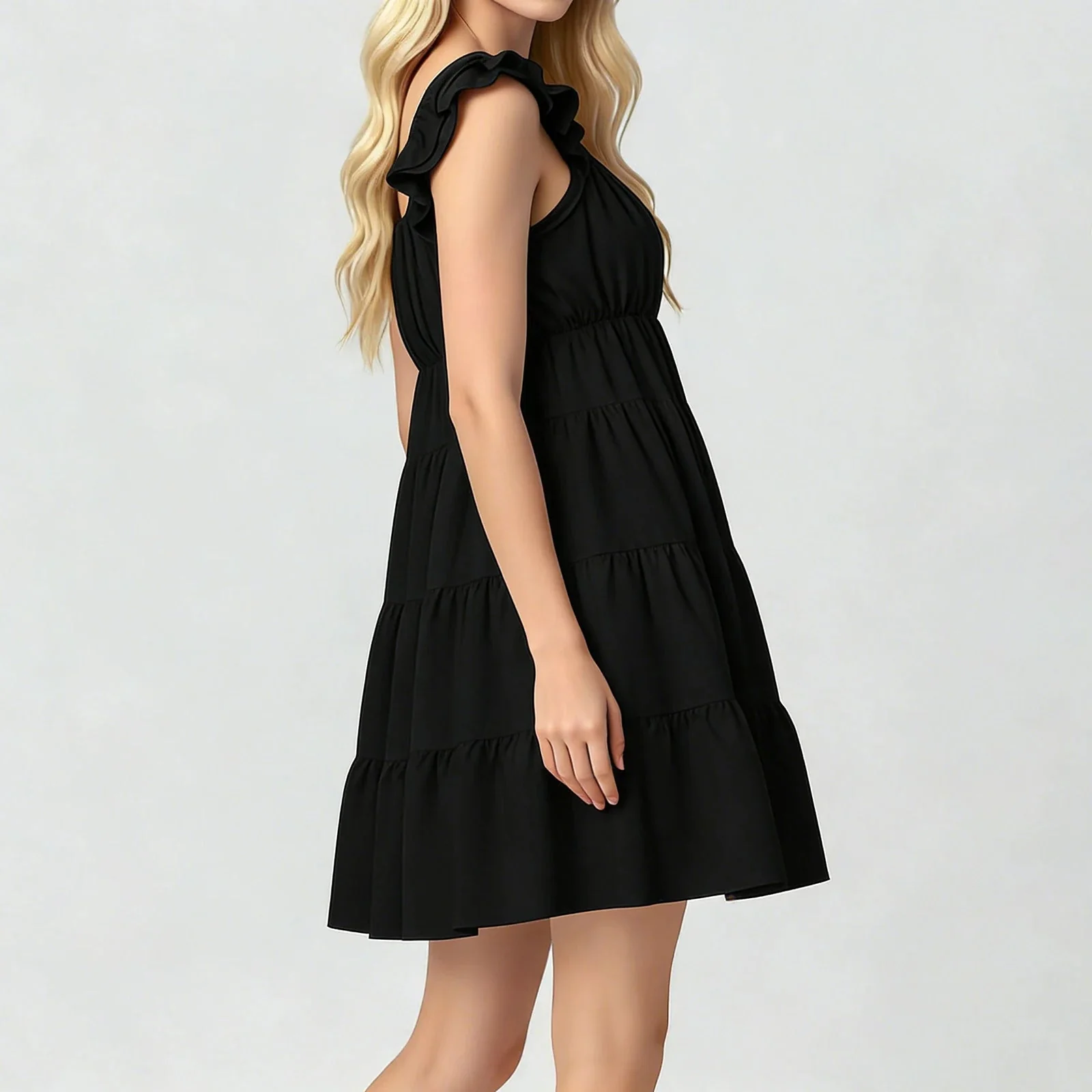 Eulalia Flutter Sleeve Tiered Mini Dress - Image 2