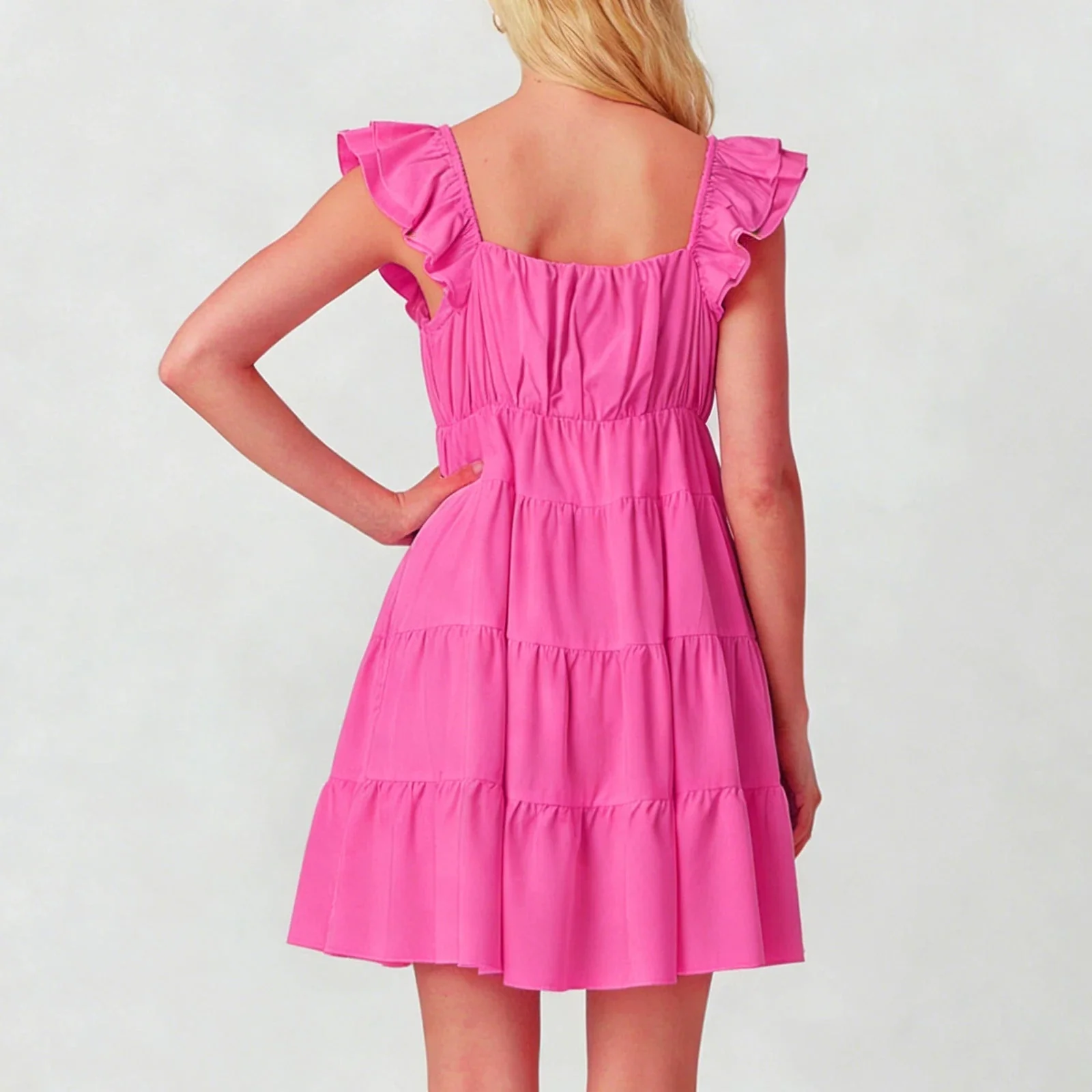 Eulalia Flutter Sleeve Tiered Mini Dress - Image 4