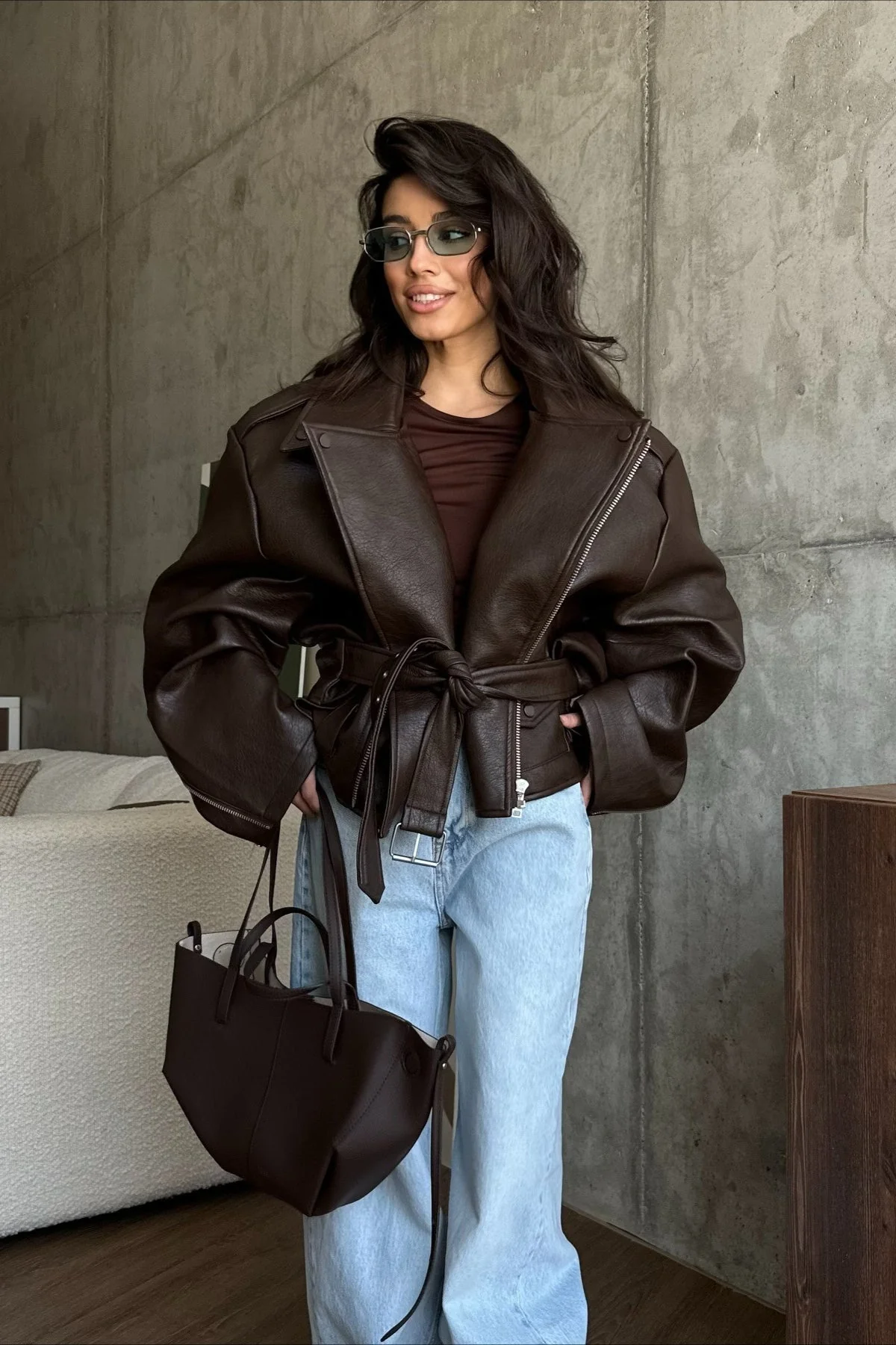 Evita Vegan Leather Jacket - Image 3
