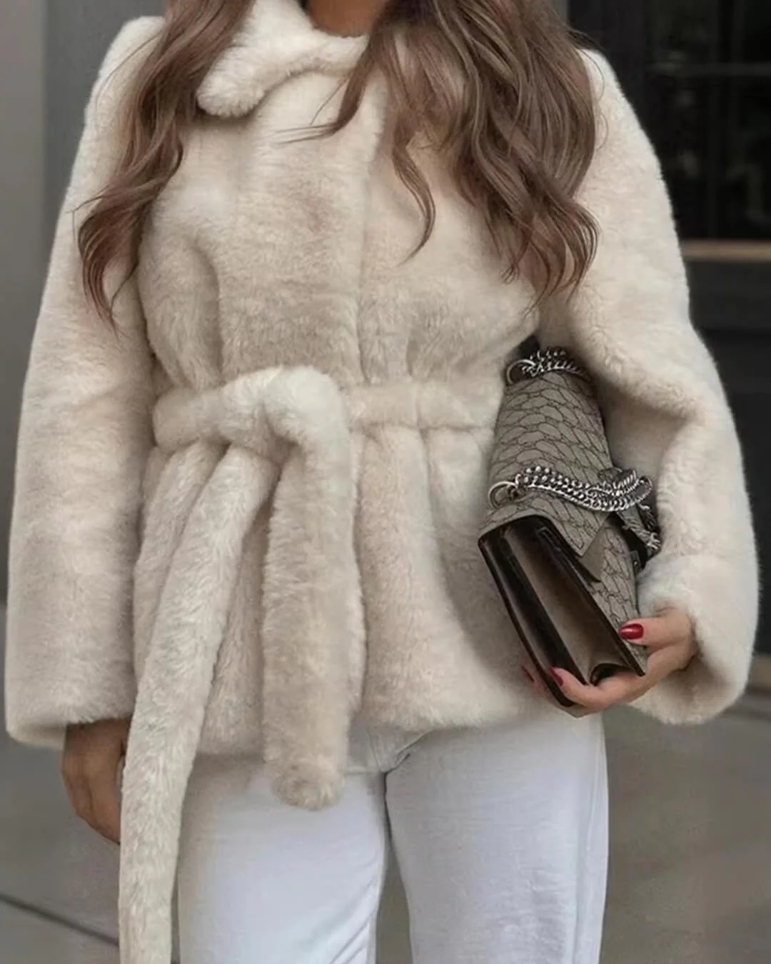 Farrah Faux Fur Coat with Belt - Image 2