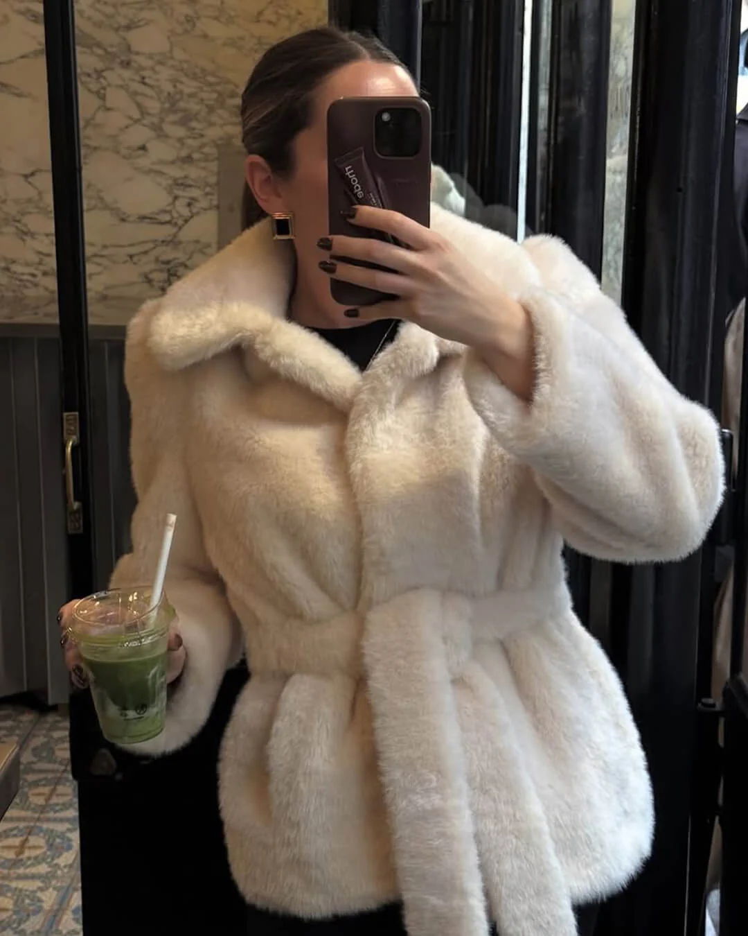 Farrah Faux Fur Coat with Belt - Image 5