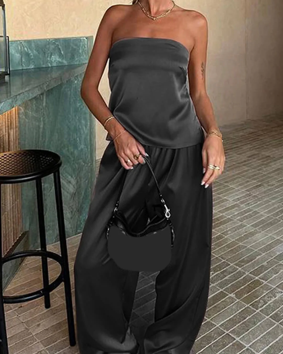 Felicity Bandeau Pants Satin Suit - Image 6