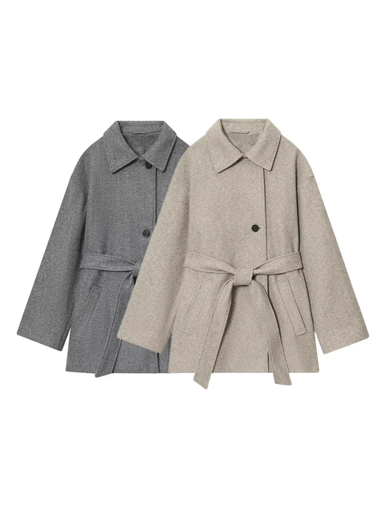 Felly Faux Wool Coat with Belt - Image 12