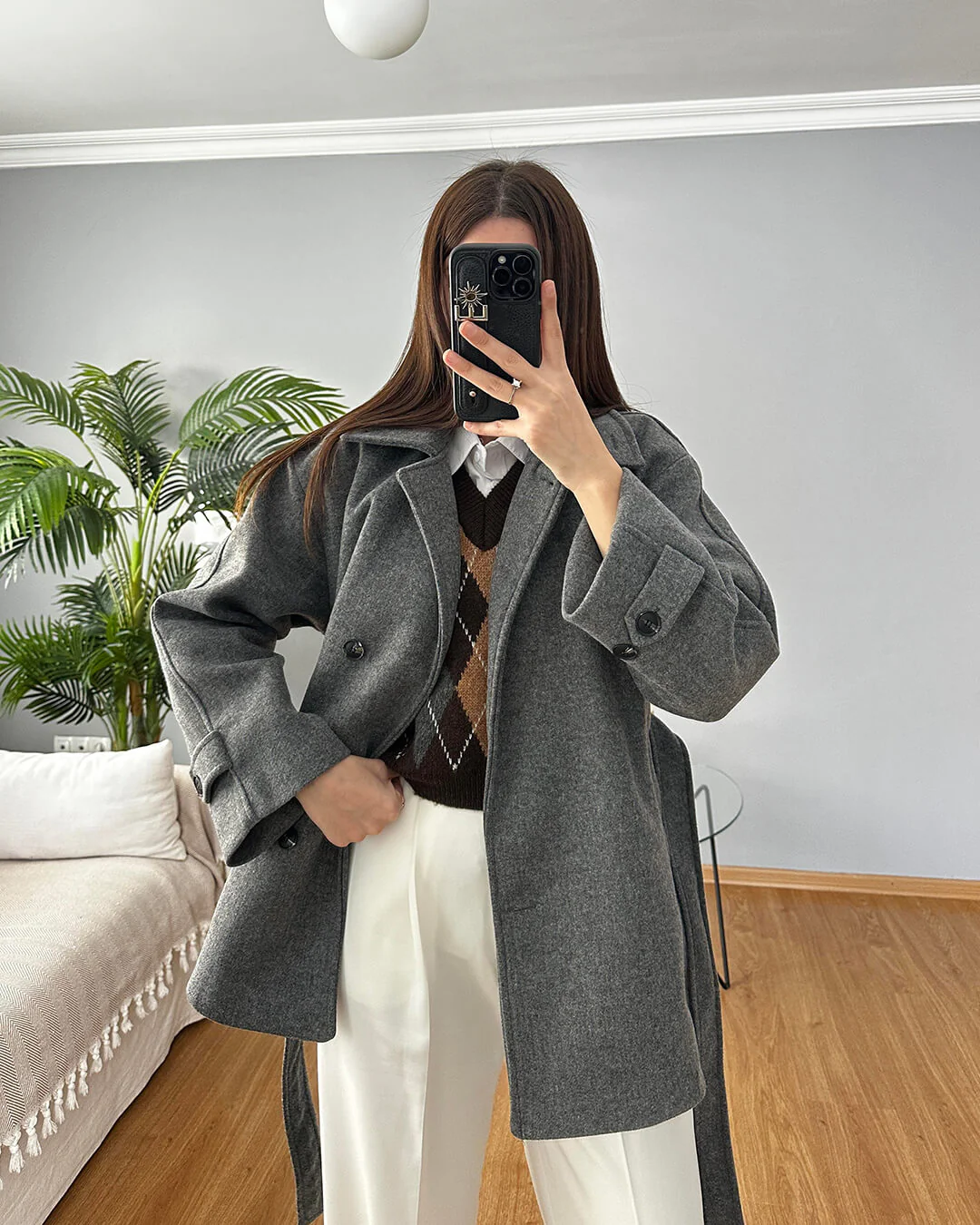 Felly Faux Wool Coat with Belt - Image 4