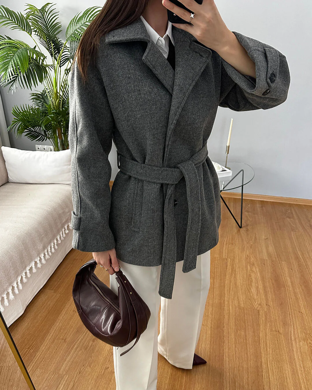 Felly Faux Wool Coat with Belt - Image 5